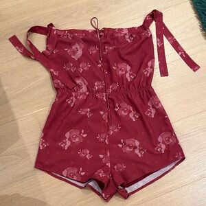 Floral Red Romper